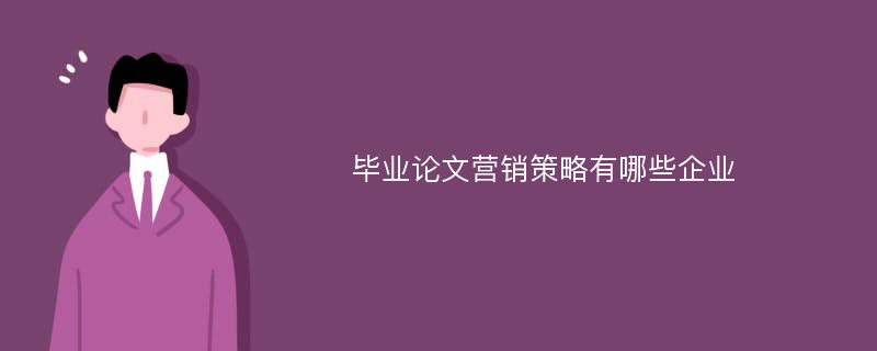 毕业论文营销策略有哪些企业