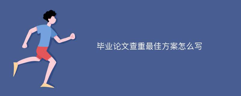 毕业论文查重最佳方案怎么写